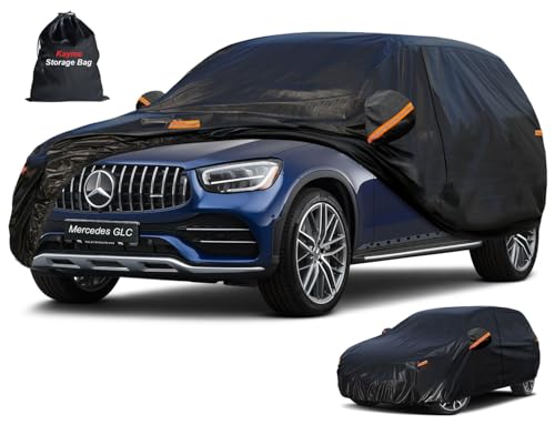 Kayme Funda Coche Exterior, Compatibles con Mercedes Benz GLC (2015-2025), Cubierta para Coche Impermeable Transpirable Anti-UV Antipolvo de 7 Capas, Cubre Coche con Cremallera y Forro de Algodón.