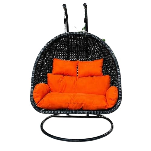 Image of Flying ArrowOutdoor Furniture Double Seater Swing, Beautiful Stand (Black Swing with Grey Cushion) (Black Orange)