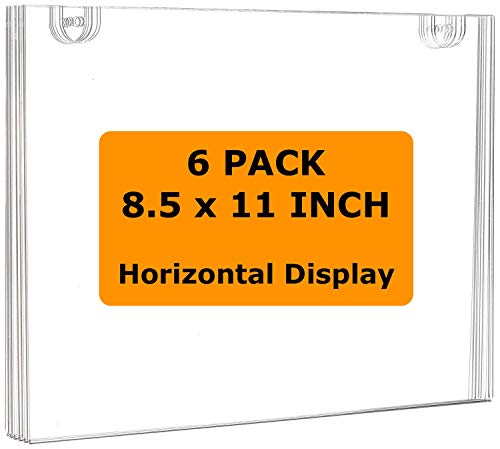 Acrylic Sign Holder Wall Mount for Landscape Display - 8.5 x 11 Clear