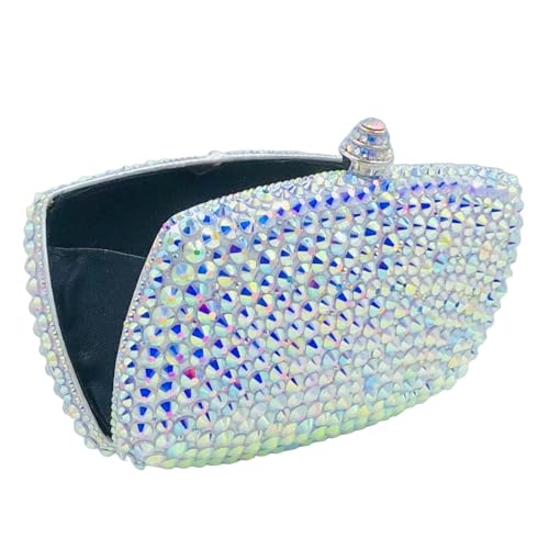 Image of Boutique De FGG Mini Crystal Clutch Purse for Women Formal, Spikes Rhinestone Clutch Evening Bag, Wedding Party Handbag