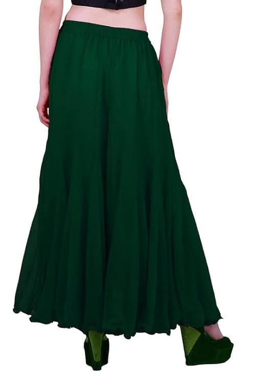 Image of Kvish Regular Loose Fit Solid Colour Georgette Flared Sharara Palazzo for Women