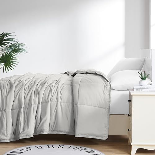 Southshore Fine Living, Inc. Queen/Full Comforters, Pet Hair Resistant Bedding, Down-Alternative Comforter Queen Size, Oversized Fluffy Bedspread, Full Size, Light Grey