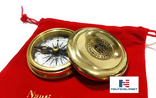 Brújula de latón Robert Frost con estuche de terciopelo miniatura 5