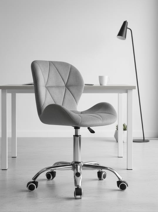 Image of Amazon Brand - Umi Height-Adjustable Fabric Office Study Computer Desk Chair for Salon, Spa, Bar in Light Grey Color