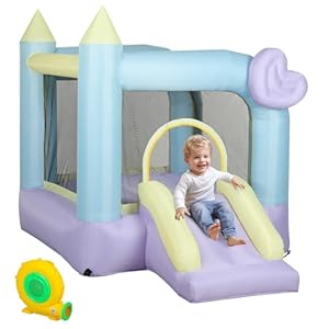 AIYAPLAY Castillo Hinchable con Soplador Castillo Inflable para Niños de 3-8 Años con Tobogán Área de Salto y Bolsa de Transporte para Interior y Exterior Multicolor
