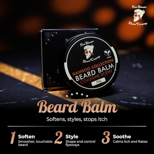 Red-Blooded Beard Balm For Men - Cologne Scent With Organic Jojoba Oil - Styles, Strengthens & Softens Beards & Mustaches - All Natural and Vegan Beard Wax for Men - Image 3