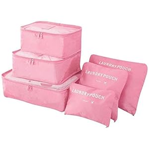 Vicloon Organizer Voor Bagage, 6-in-1 Set, Inclusief 3 Pakdobbelstenen en 3 Opbergzakken, Reis-kledingtassen Voor Droge Kleding, Ondergoed, Cosmetica en Andere Accessoires