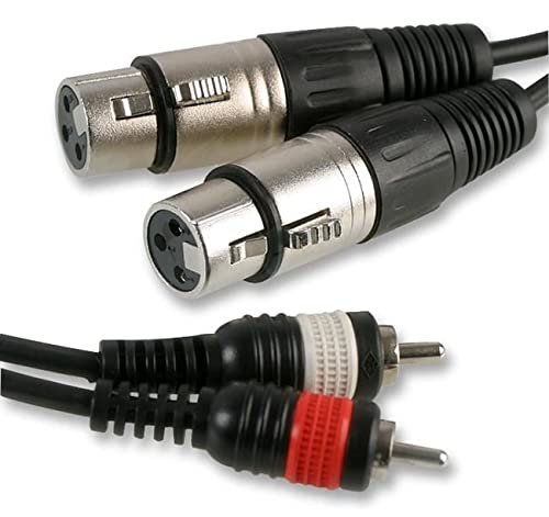 Pulse PLS00261 2x 3 Pin XLR Female to 2x Phono (RCA) Male Lead, 1.5m, Black, 1.5 m