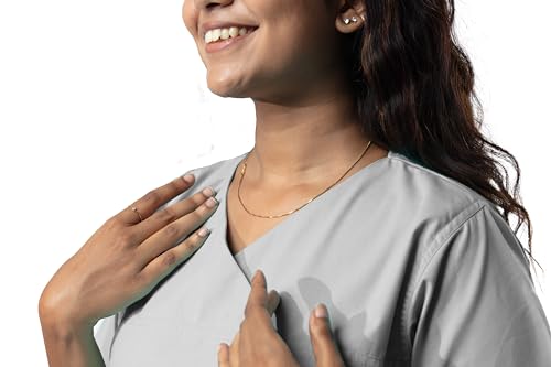 Image of Uniform Craft Women's 4 Pocket Scrub Suit Set | Medical Uniform | Cross V-Neck Poly Cotton | Short Sleeve Hospital Wear | Ideal for Doctors & Nurses (Light Grey, XL)