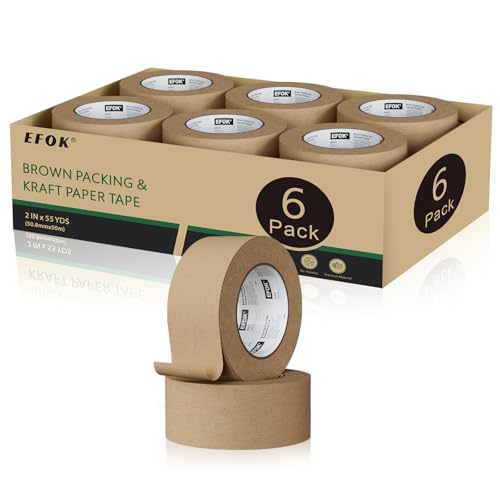 EFOK 6 Rolls Brown Packing Tape 2 Inch Bulk, 2025...