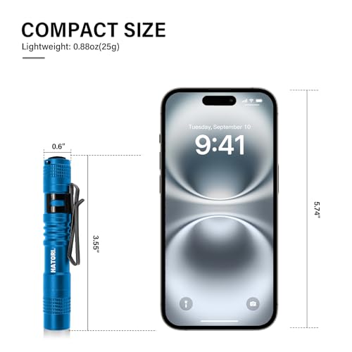 HATORI Led Flashlight Small Super Bright Handheld Flashlights High Lumens Mini Pocket Pen Light for Camping Emergencies Outdoor EDC Tactical Flashlights(Blue)