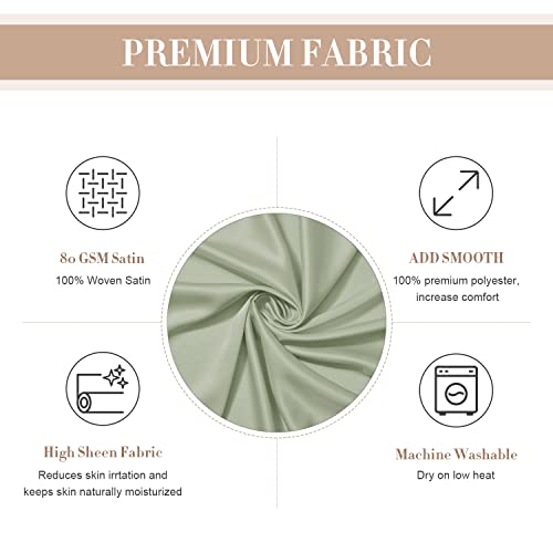 AW BRIDAL Silk Satin Robes Short Kimono Bathrobe Dressing Gown for Brides Bridesmaids Wedding Party, Sage Green, S - Thumbnail 6