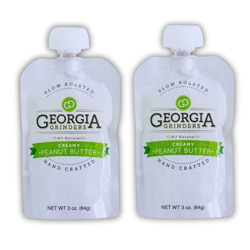 Image of Georgia Grinders Nut Butter Spread, Non-GMO, Gluten Free, No Palm Oil, No Added Sugar, Vegan Friendly (3 Ounce (Pack of 2), Creamy Peanut)