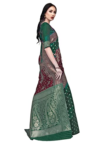 Image of COTTON SHOPY Women kanchipuram Silk Blend saree with blouse piece