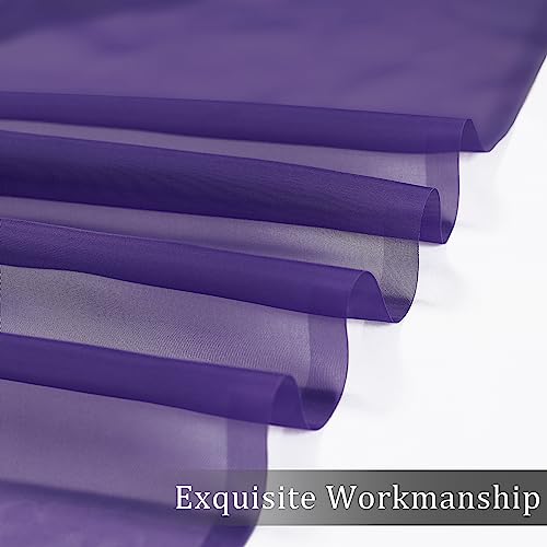 Image of OWENIE Purple Sheer Curtains 63 inch Length 2 Panels Set, Rod Pocket Voile Fimly Sheer Drapes for Living Room /Bedroom, 2pcs, Each 42 inch W x 63 inch L