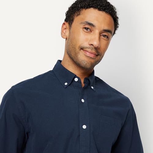 Image of Amazon Essentials Men's Long Sleeve Oxford Dress Shirt, Regular-Fit, Button-Down Collar, Chest Patch Pocket, 100% Cotton