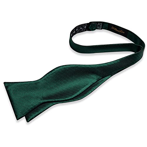 Image of DiBanGu Paisley Bow Ties for Men Silk Self Tied Bowtie and Pocket Square Cufflinks with Lapel Pin for Wedding Party