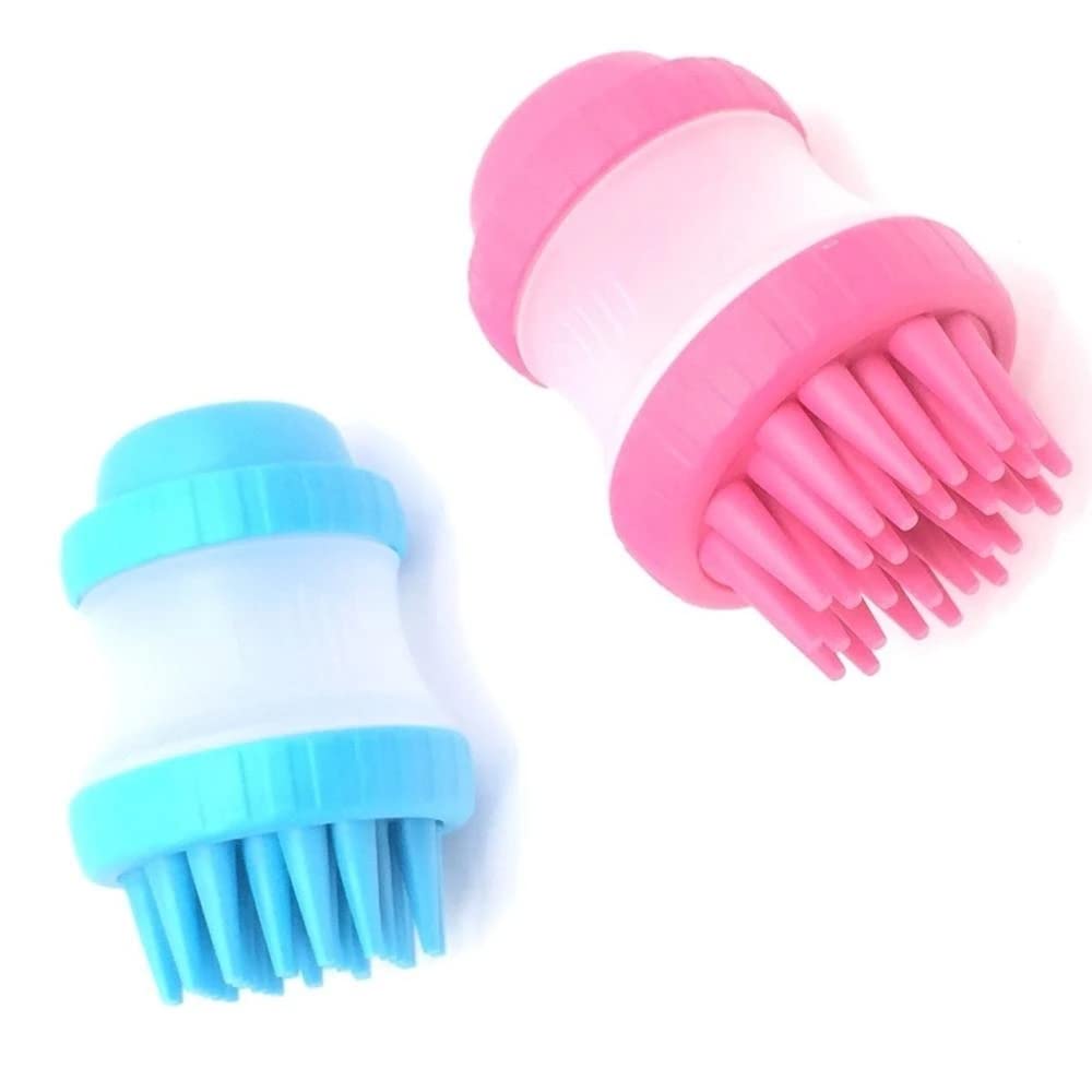 Pet Brush, Pet Brush Pet Shampoo Cleaning Dog Bath Brush Foot Wash Silicone Massage Decontamination Storage Grooming Brush SPA Beauty Comb Pet Brushes(Pink)