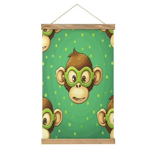 Arte de pared de mono verde FekiLoot, póster decorativo en pergamino para salón