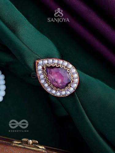 Image of SANJOYA by EVERSTYLISH Embroidered Ring for Women | Shell & Beaded Adjustable Statement Ring | Ethnic Jewelry for Weddings & Festive Occasions