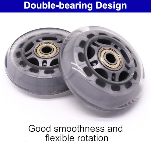 BENLIUDH Inline Skate Wheels with Bearings, 3 Inch Roller Blade Wheels 76mm Outdoor and Indoor Clear Wheel for Office Chairs, Luggage (4 Pack, Silver)
