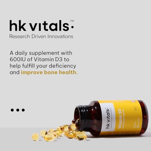 HealthKart hk vitals Vitamin D3 (600 IU) (60 Capsules) | With Sunflower Oil, Promotes Calcium Absorption | Bone Health, Muscle Strength & Immunity - Image 6