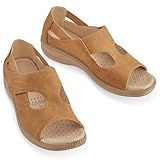 Collections Etc Adjustable Touch Closure Comfort Walking Sandals Brown