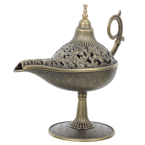PERSELOSO Large Vintage Middle Eastern Lamp Metal Incense Burner for Aromatherapy Meditation Zen Garden Home Fragrance Decor