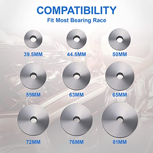 10Pcs Bearing Race And Seal Bushing Driver Install Set, 9 Discs Collar Axle Housing Metric, Universal Aluminum Bush Drive Seal Kit, Bearing Install Tool For Automotive Wheel Bearings #TOP2