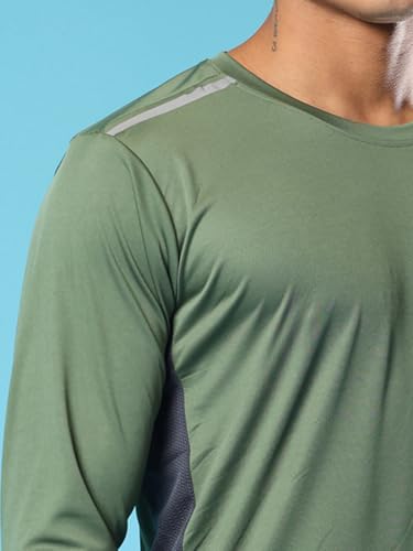 Image of CHKOKKO Gym T Shirts for Men Workout Solid Quick Dry Sports Men T-Shirts Breathable Lightweight Full Sleeve Regular Fit Round Neck Running Stylish Tshirt for man