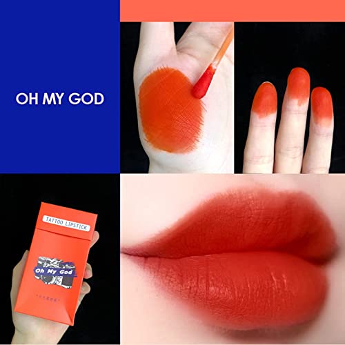 Pasnowfu 20 Pcs/Set Of Tattoo Lipstick, Cotton Swab Lipstick, Tattoo Lip Stain Tattoo Lipstick Cotton Swab, Durable Waterproof Liquid Non-Stick Lipstick, Easy To Carry(Color : Orange Red) #TOP2