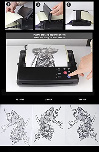 Yuelong Transfer Stencil Printer Machine with 50pcs Stencil Paper Tattoo Transfer Copier Printer Machine Thermal Stencil Paper Printer Tattoo Transfer Paper for Beginner - Thumbnail 6