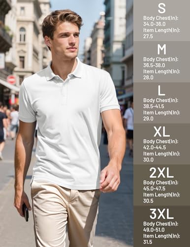 Image of MIER Men's Cotton Pique Polo Shirts, Short Sleeve Golf Work Casual Tops