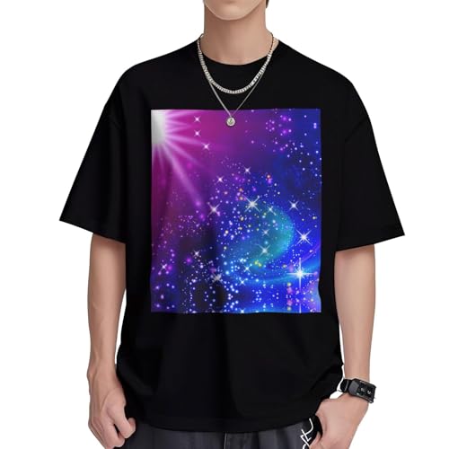 T-shirt en coton frais pour homme à col rond et imprimé étoiles mystérieuses taille S à XL