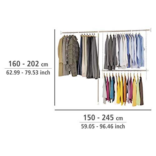 WENKO Portant Vêtement Téléscopique Herkules Basic - Garde-Robe Sans Perçage 75-120x165-300 Cm Blanc