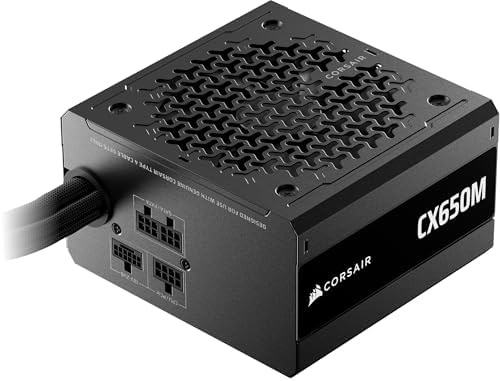 CORSAIR CX650M (2025) Semi Modular ATX 3.1 PCIe 5.1 Low-Noise 650W Power Supply with 12V-2x6 Cable – Cybenetics Bronze Efficiency, LLC Topology, 105°C Capacitors – Black