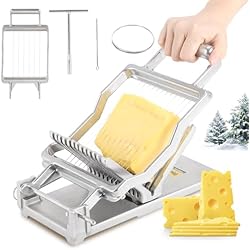 Huanyu Cortador Comercial de Queso con Tabla de Corte de 1cm y 2cm Cortador de Queso de Acero Inoxidable con Alambre Cortador Multifuncional de Alambre para Queso, Mantequilla y Tostadas