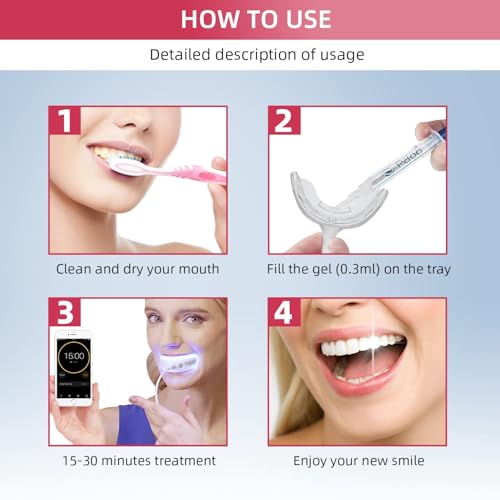 Image of Teeth Whitening Kit with LED Light for Sensitive Teeth, Fast Results for Whitening at Home, Carbamide Peroxide Teeth Whitening Gel Helps Remove All Kinds of Stain