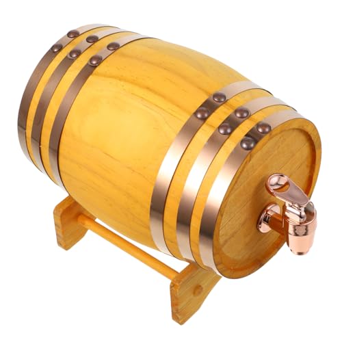 OKUMEYR Wooden Beer Barrel 6 Hoops Red Wine Holder 1l Oak Wine Dispener for Intimate Gatherings