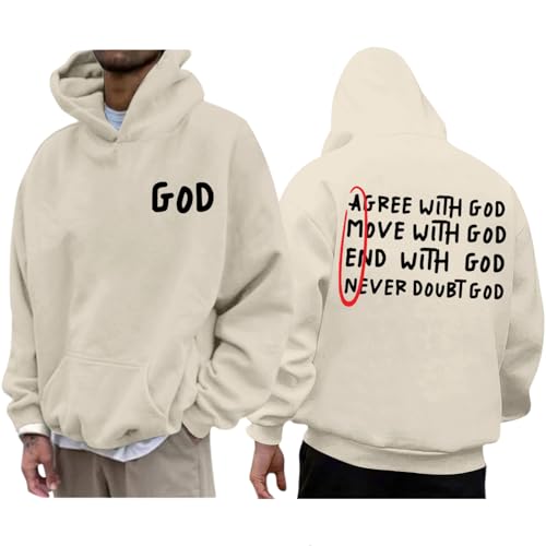 Christian Hoodies for Men Inspirational God Faith Jesus Sweatshirts Vintage Bible Verse Graphic Pullover Hoodie