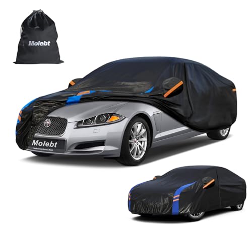 Image of Custom Fit Car Cover for Jaguar XF (2007-2026), Upgraded Waterproof All Weather Outdoor Auto Cover with Driver Door Zipper & Mirror Pockets, UV /Snow /Dust Protection