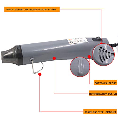 New Heat Gun,mofa Heat Gun For Epoxy Resin Shrink Gun with Stand For DIY Embossing And Drying Paint Multi-Purpose Electric Heating Nozzle 300W 110V (Silver,Gray) - Thumbnail 4