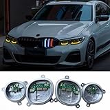 4Pcs CLS Yellow DRL Angel Eyes LED Modules Set Fit For 2018 2019 2020 BMW 3 Series G20 G21 330e 330eX 330i 330iX M340i M340iX LED Headlight Daytime Running Lights, DRL Modules, Lemon Yellow