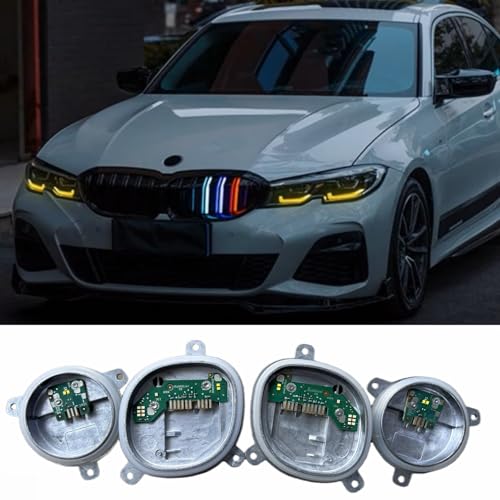 4Pcs CLS Yellow DRL Angel Eyes LED Modules Set Fit For 2018 2019 2020 BMW 3 Series G20 G21 330e 330eX 330i 330iX M340i M340iX LED Headlight Daytime Running Lights, DRL Modules, Lemon Yellow