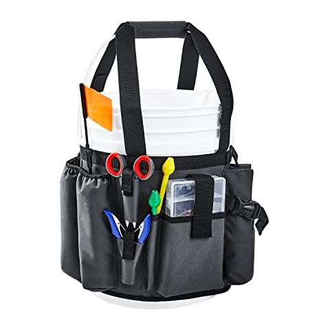 Palmyth Ice Fishing Bucket Tool Organizer, Adjustable Bucket Caddy Tackle Bag with Plier Holder for 5-Gallon Bucket Cover