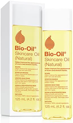 Bio-Oil Skincare Oil, Natural, Serum for Scars and Stretchmarks, Face and Body Moisturizer for Dry Skin, with Organic Jojoba Oil and Vitamin E, with Natural Rosehip Oil, For All Skin Types, 4.2 oz