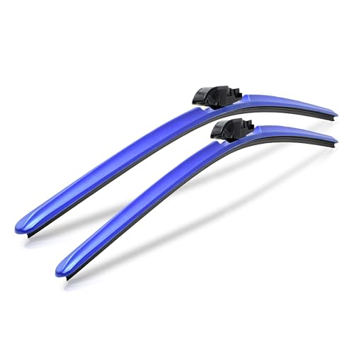 ClixWipers 26" + 22" (Set of 2) Blue All Weather Premium Automotive Replacement Windshield Wiper Blades, Passenger and Driver Side Winter Wiper Blades for Various Car Models