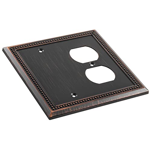 Image of Henne Bery Sunken Pearls Heavy Duty Decorative Wall Plate Switch Plate Outlet Cover (Blank /Duplex, Aged Bronze)