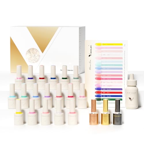 VENALISA Lot Vernis Semi Permanent 18 Couleurs Vernis à Ongles avec base et top coat vernis semi permanent/Matt/carte gel ongle gel uv Lot UV LED Vernis à...
