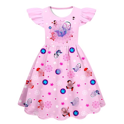 Little Girls Casual Dress Ruffle Sleeve Dresses Toddlers Cute Outfits 2-8 Years